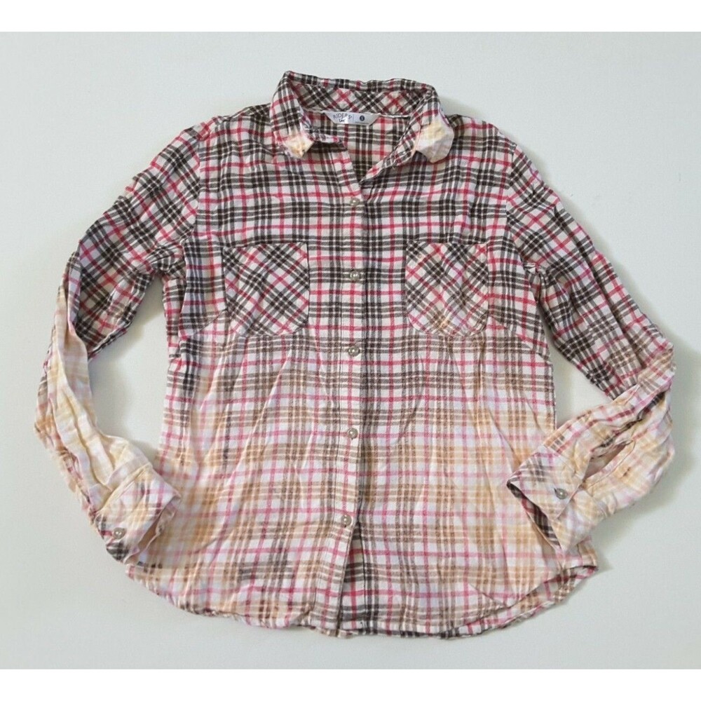 Upcycled Distressed Bleached Hand Dyed Ombre Country Grunge Rockabilly Shirt S